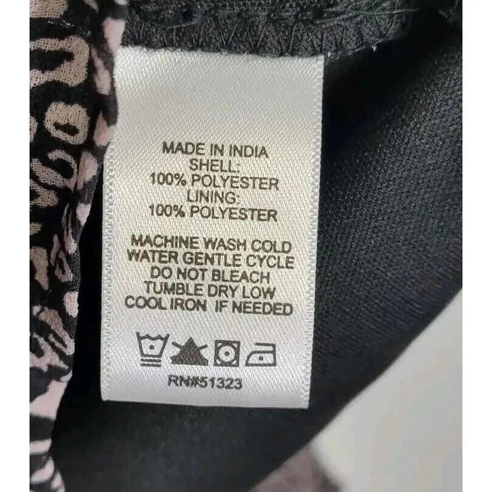 Sam and Jess Black Cheetah Animal Print Chiffon Long Sleeve V-Neck Top XS NWT